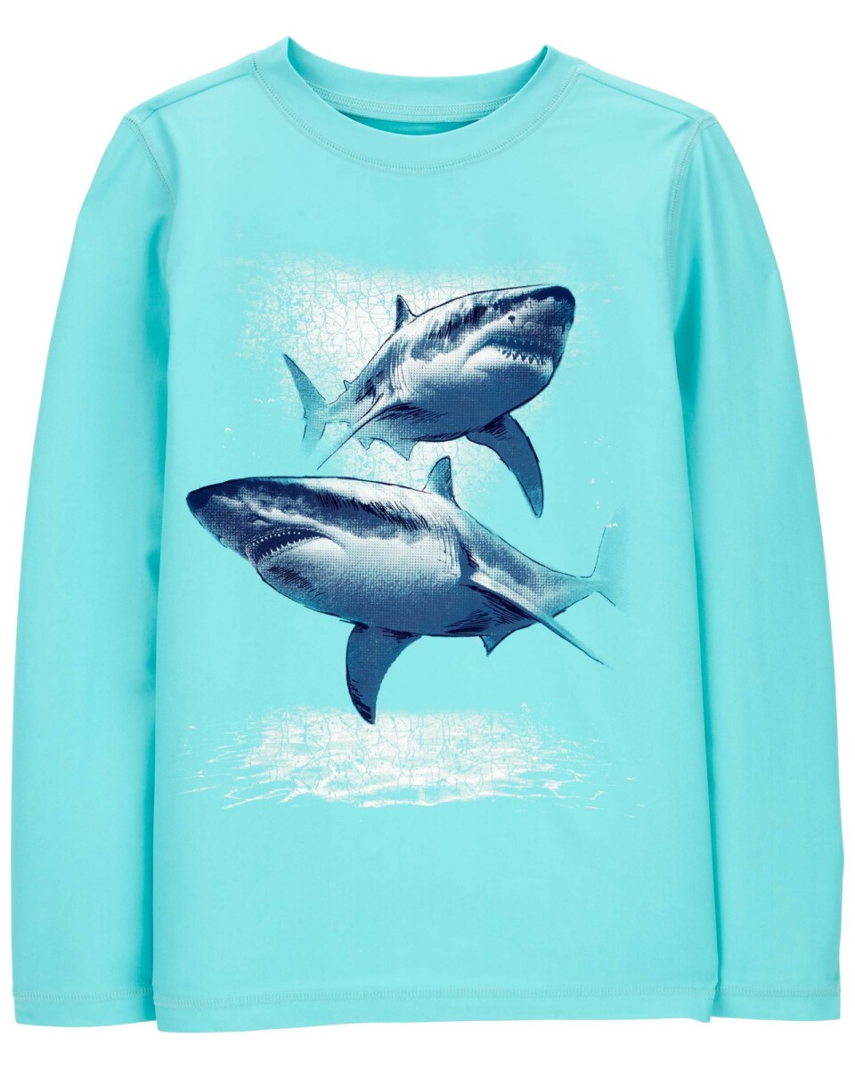 Remera de baño manga larga con protección UPF 50+ diseño tiburón 
