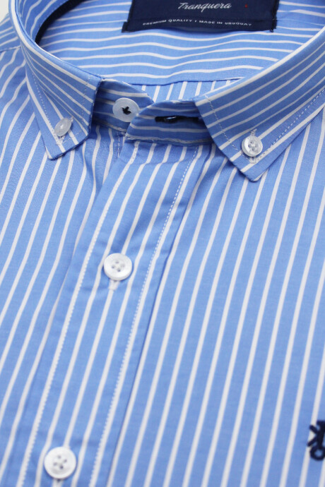 Camisa de Hombre Premium Rayada Raya Celeste 2