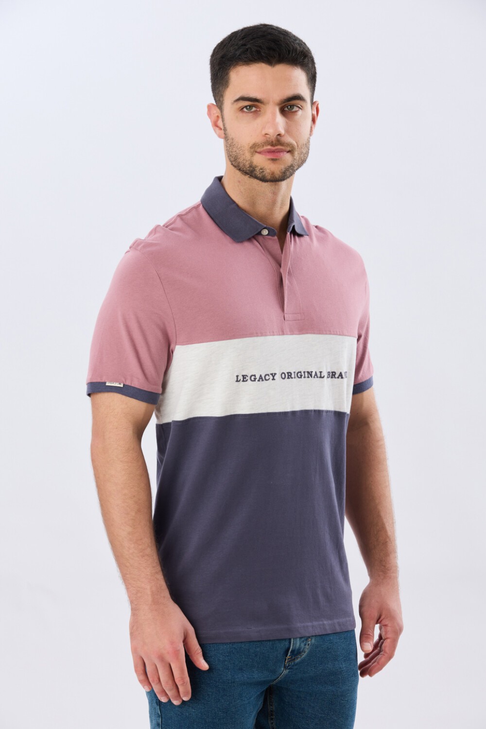 REMERA POLO RAYADA JERSEY Rosa