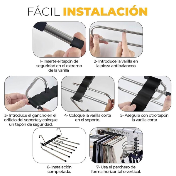 Percha Multiusos IMBACK IBK-HMJ074-PLA | 5 Barras, Ahorro de Espacio, Acero Inoxidable, Uso Vertical/Horizontal Percha Multiusos IMBACK IBK-HMJ074-PLA | 5 Barras, Ahorro de Espacio, Acero Inoxidable, Uso Vertical/Horizontal