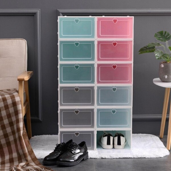 Caja Organizadora Zapatos Zapatera 12 Unidades Caja Apilable Color Variante Corazonceleste