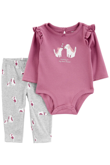 Set dos piezas de algodón, pantalón y body, diseño perros Sin color