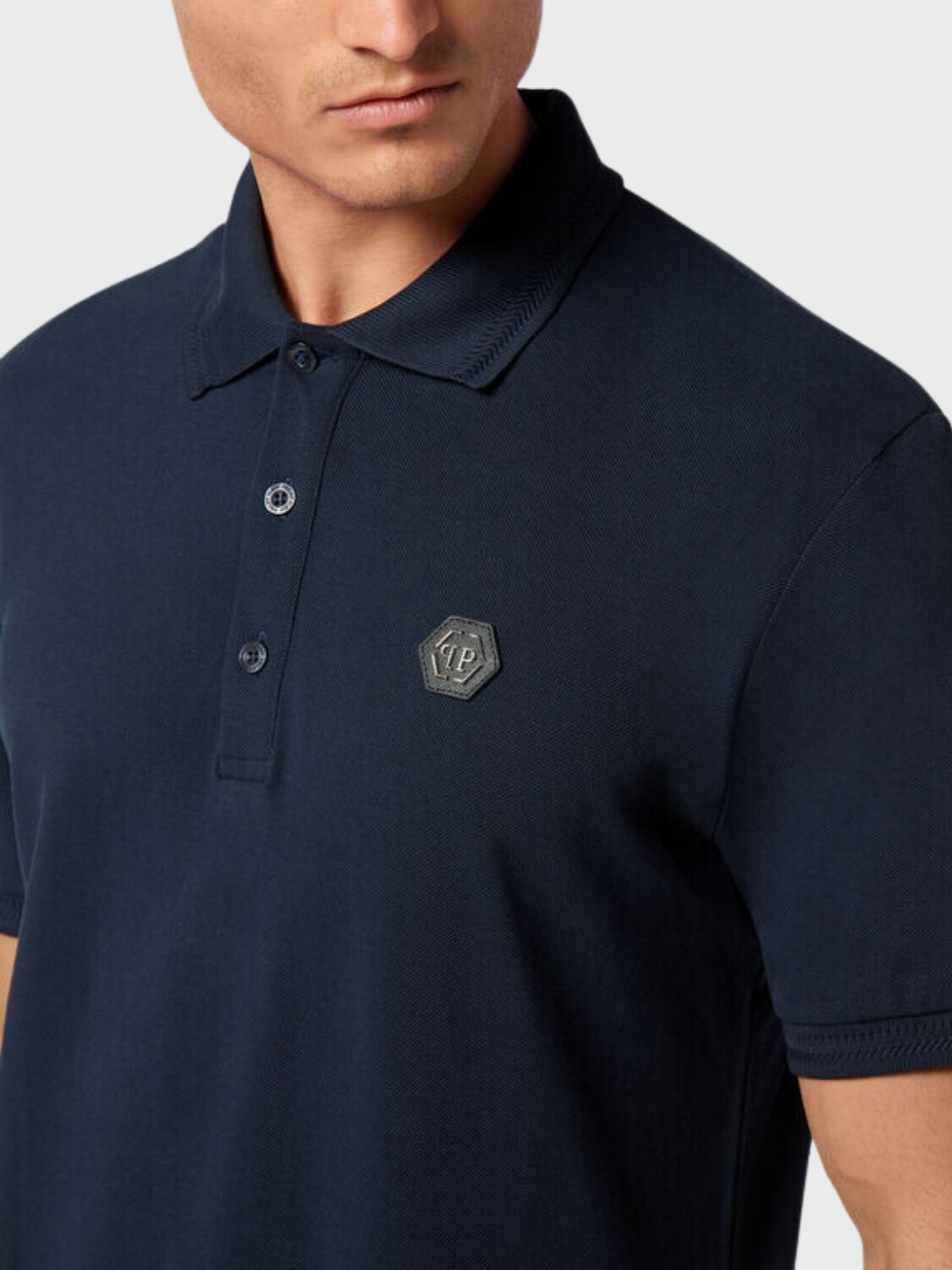 PHILIPP PLEIN - polo piqué azul marino Gothic Plein Azul
