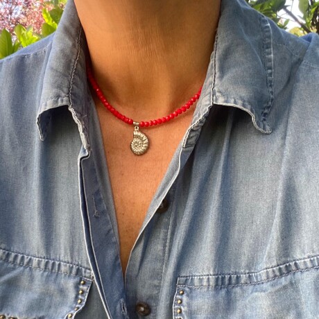 Collar KRILL en acero plateado y cristales Collar KRILL en acero plateado y cristales