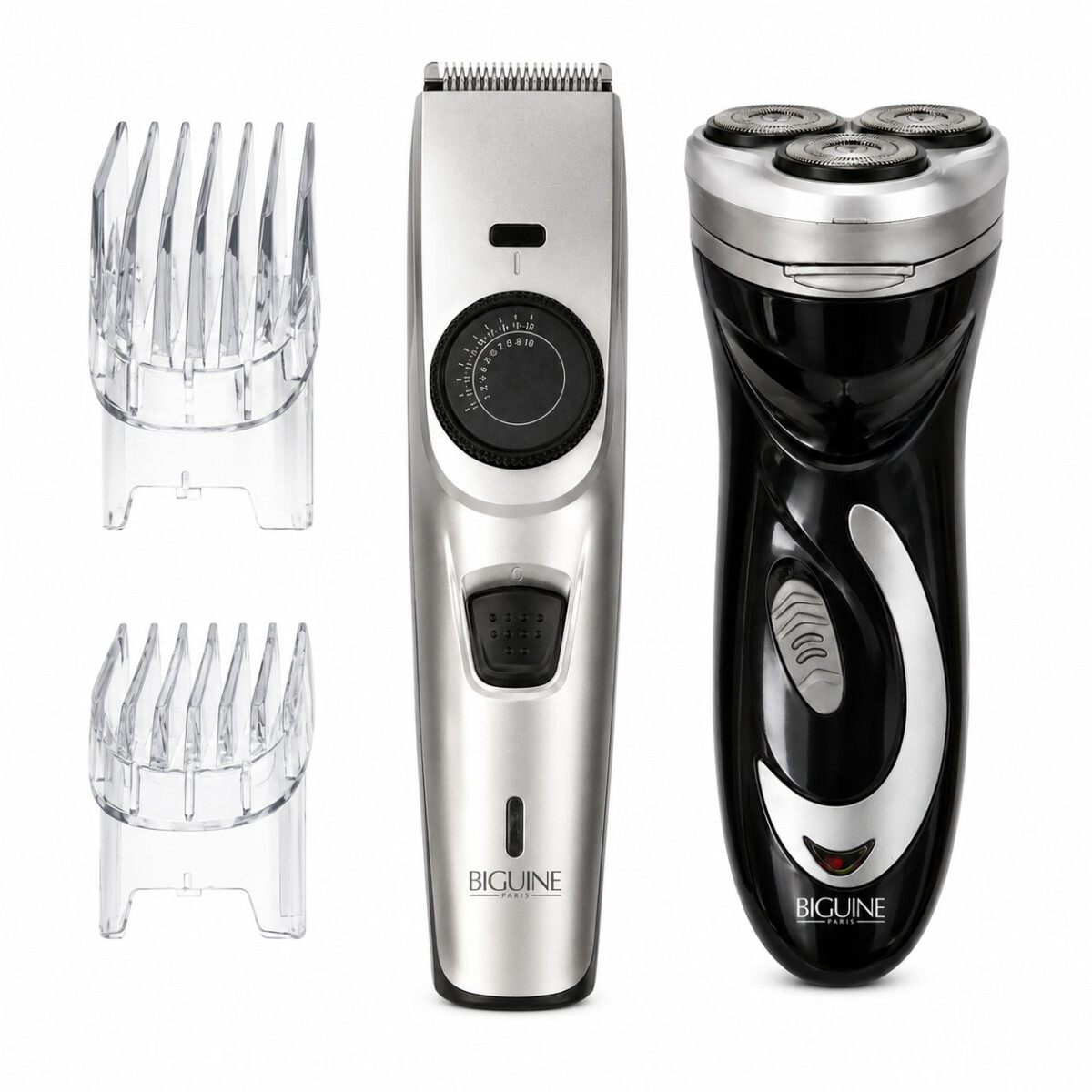 Set de Afeitadora y Corta Pelo Inalámbricos Barba y Cabello - Plata/negro 