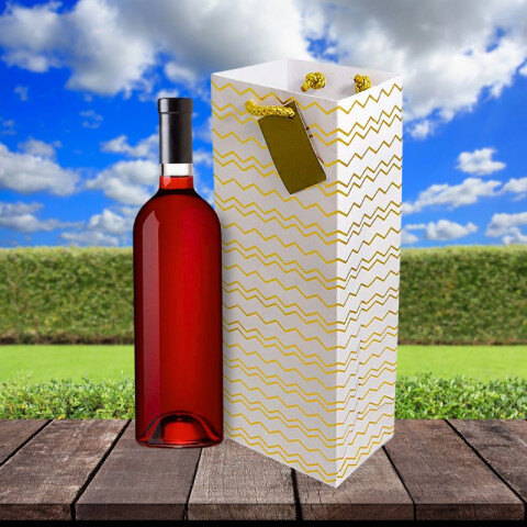 Bolsa de Papel Para Botella con Diseño Zig Zag Bolsa de Papel Para Botella con Diseño Zig Zag