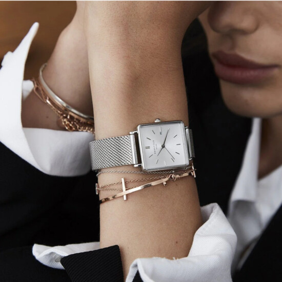 Reloj ROSEFIELD QWSS-Q02 The Boxy Acero Plata 0