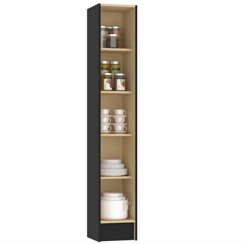 [OUTLET] Multiuso Panelero 1 puerta 4 estantes interior natural 30 x 32 x 168 cm - Negro [SOLO RETIRO] [OUTLET] Multiuso Panelero 1 puerta 4 estantes interior natural 30 x 32 x 168 cm - Negro [SOLO RETIRO]