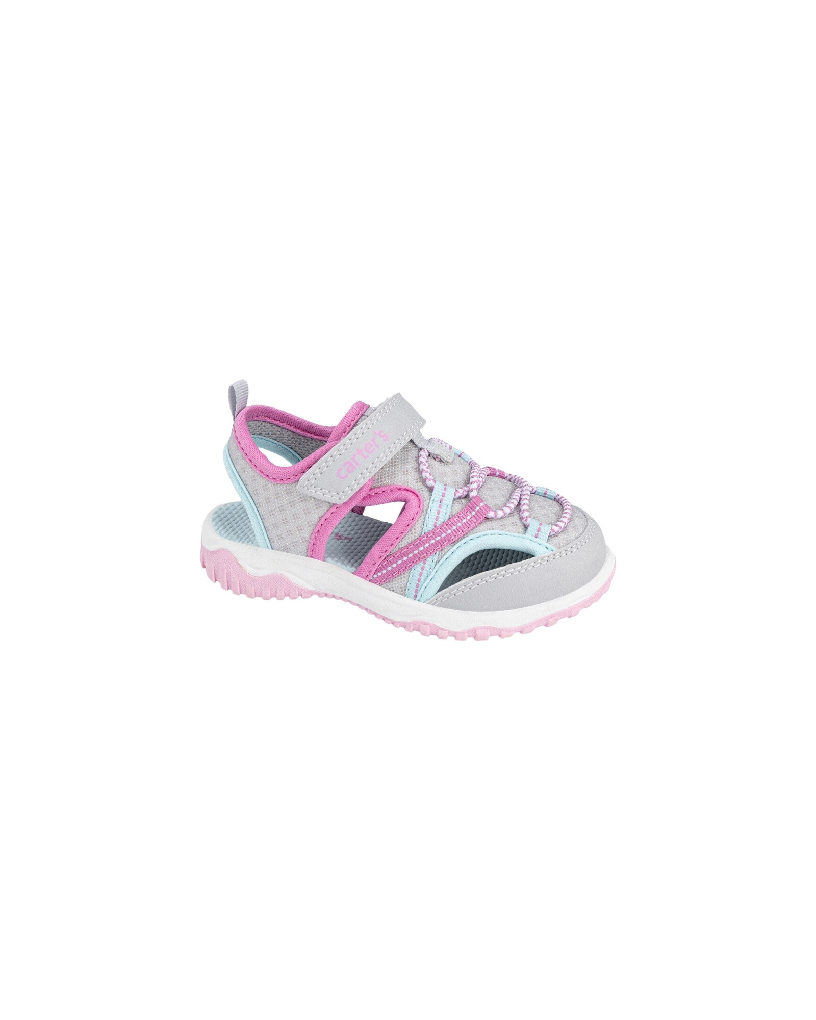 Sandalias deportivas con velcro, tonos gris y rosado Sandalias deportivas con velcro, tonos gris y rosado