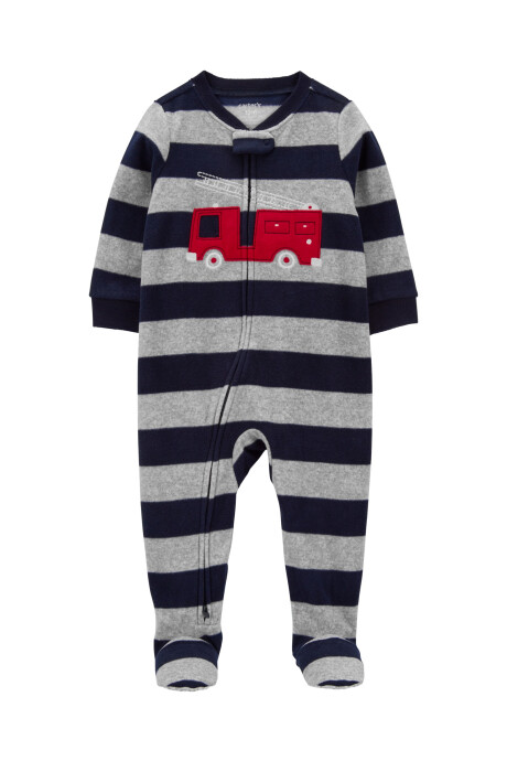 Pijama una pieza de micropolar, con pie, estampa bombero. Talles 12-24M Pijama una pieza de micropolar, con pie, estampa bombero. Talles 12-24M