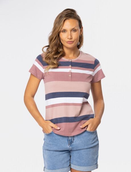 REMERA RAYADA Rosado