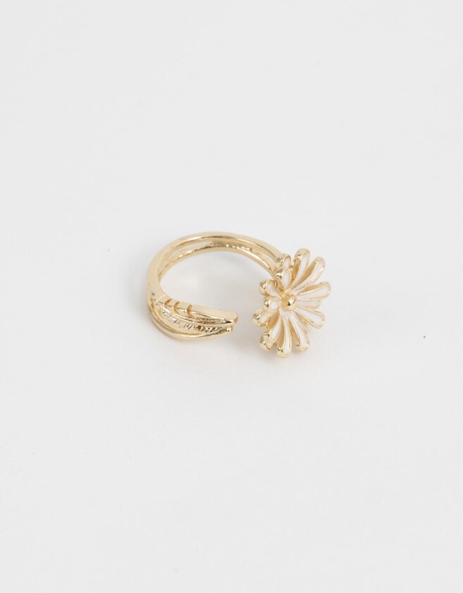 Anillos Medianos y Grandes Con flores Anillo Margarita - Dorado
