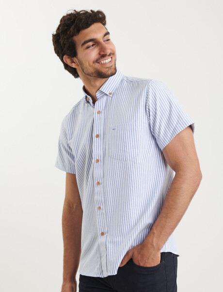 012575 CAMISA HARRINGTON LABEL Blanco/azul