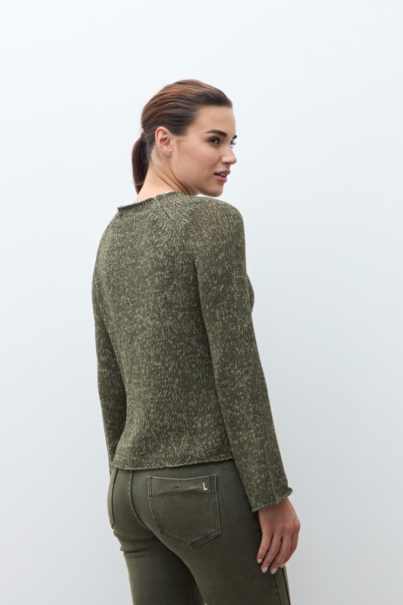 Sweater cinta escote bote verde oliva