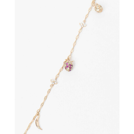 Pulsera Flexible Frutal Con Cubic Zirconia Dorado