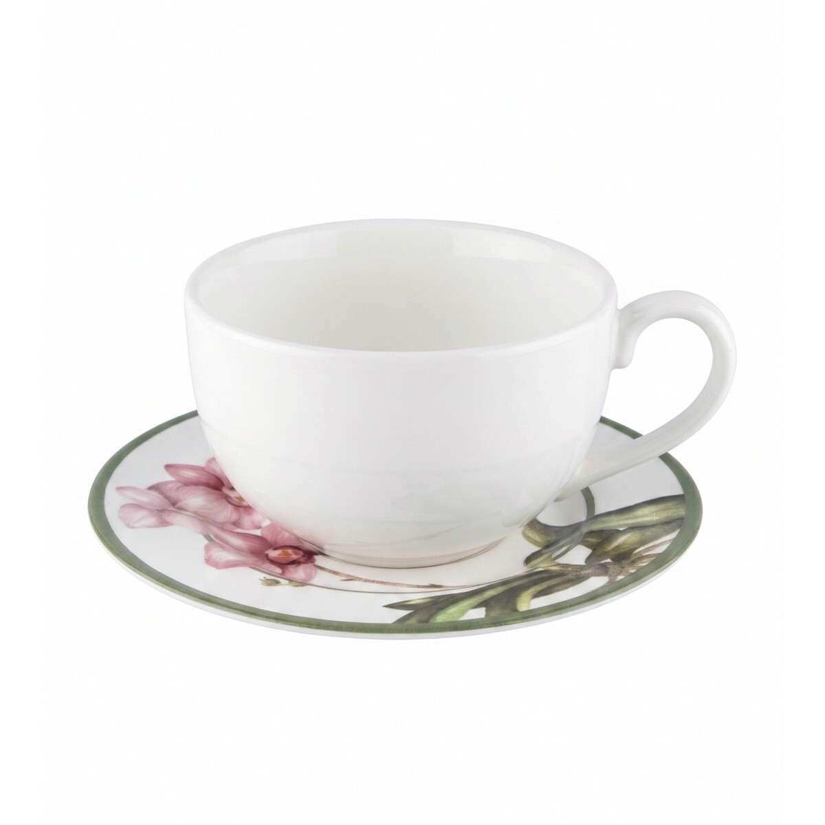 TAZA BCA C/PLATITO DIS ORQUIDEA P/TE 250ML 