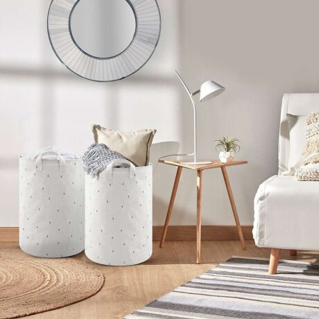 Cesto P/Ropa Tela Canvas D40X55Cm 70L Blanco