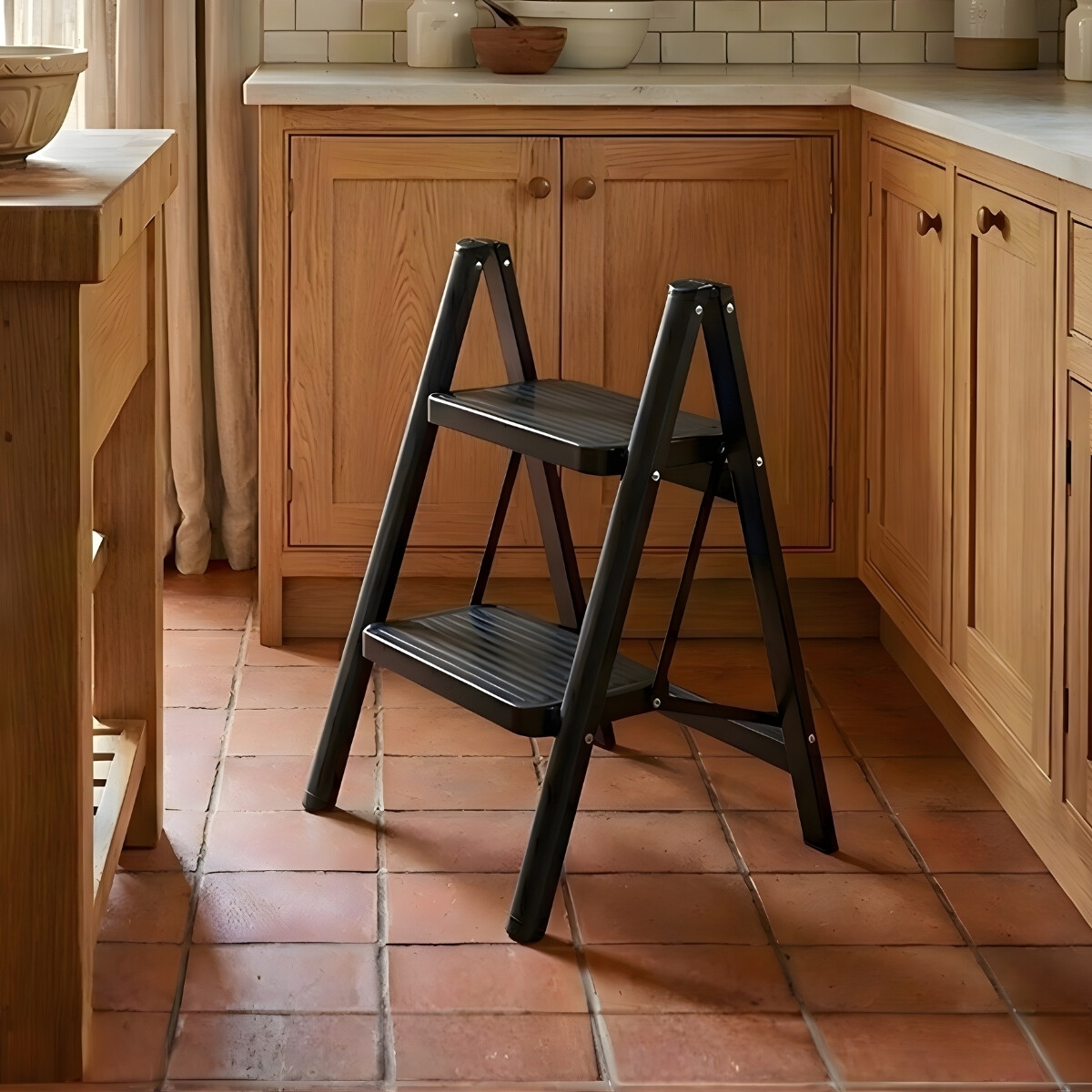 Escalera de 2 niveles metal 39x45x54cm negro - NEGRO 