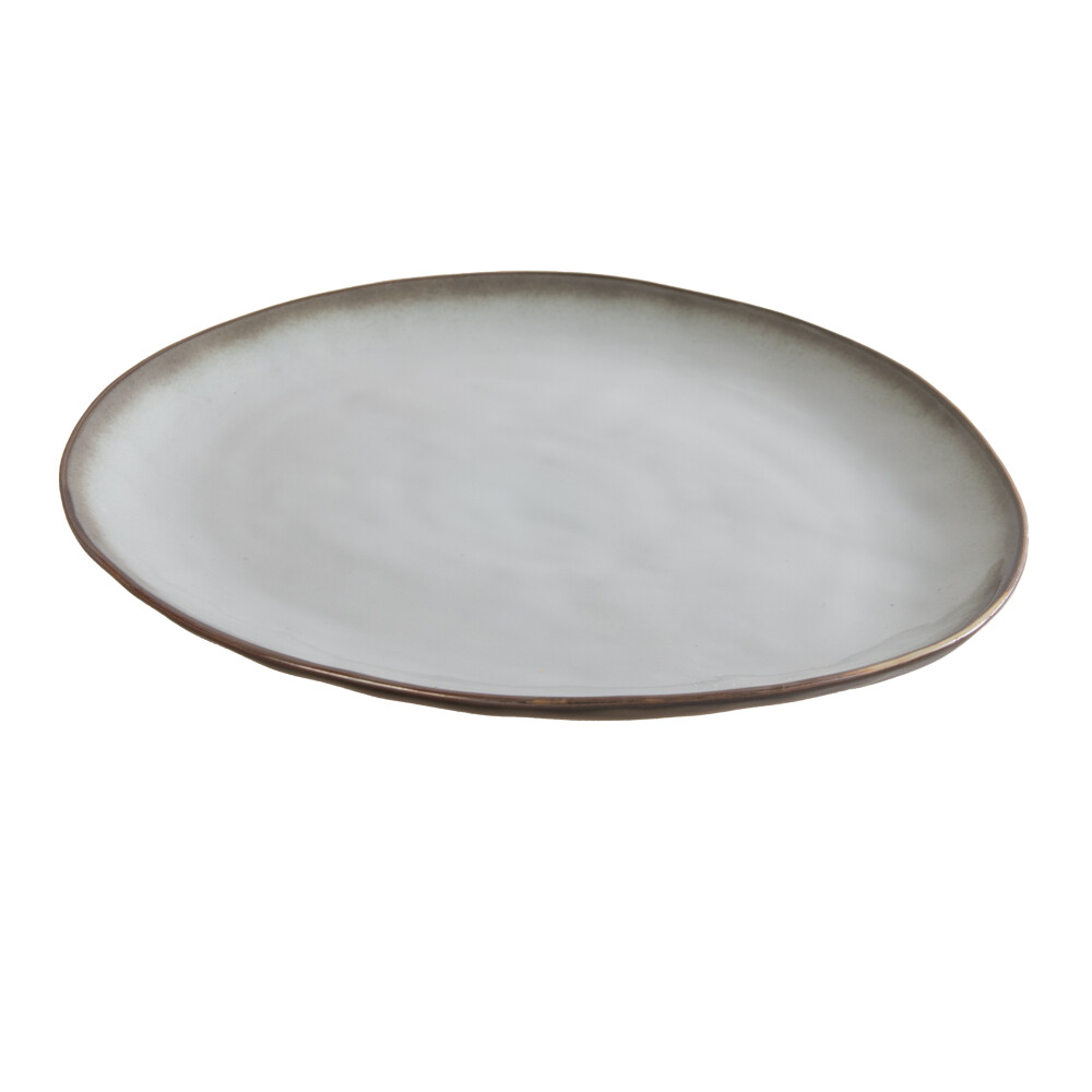 PLATO CERAMICA GRIS OVALADO 32CM TM