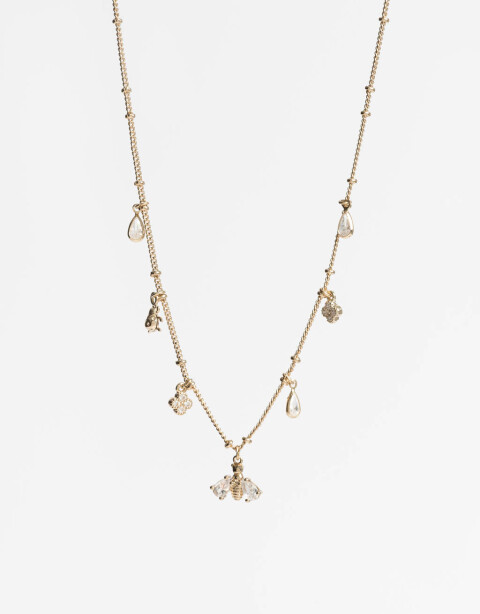 Collares Cortos Strass Collar Corto Multicharms Con Cubic - Dorado