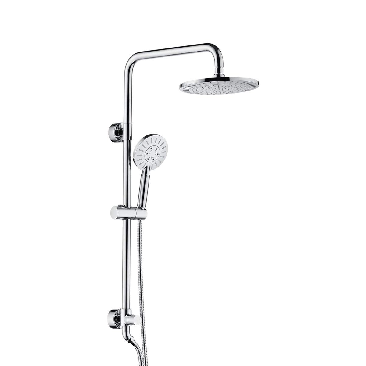 Set de ducha monocomando con accesorios de fijación, cromado. 