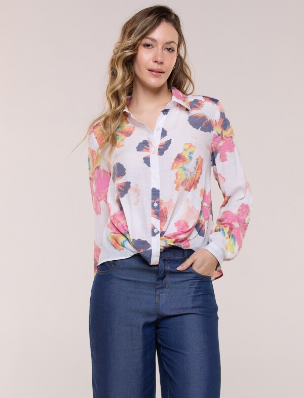 Camisa Botones Nudo BLANCO/MULTI