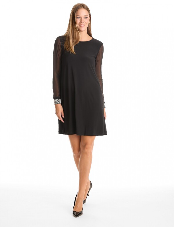 Vestido Transparencia & Pedrería NEGRO