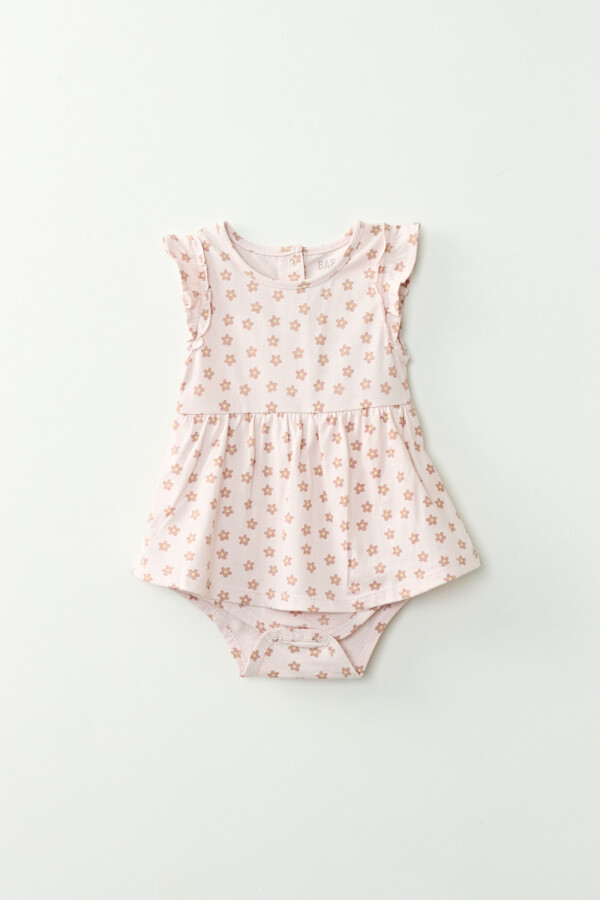 Body Vestido Sin Manga Estampa Flores Rosa