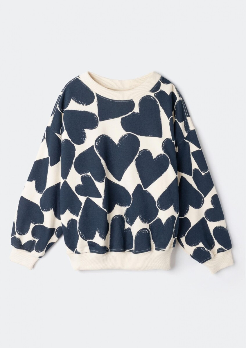 SUDADERA EXTRAGRANDE DE FELPA ESTAMPADA - AZUL 