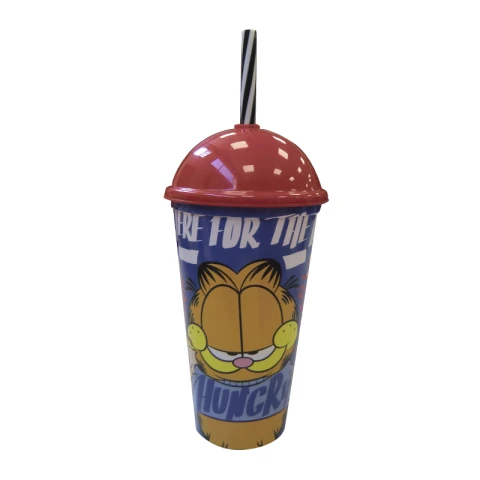Vaso Plástico Milk Shake con Pajita Garfield 500 ml U