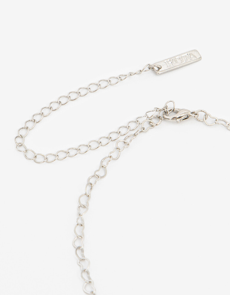 Collares Cortos Metal Collar Corto Metal Corazones - Plateado Rodio