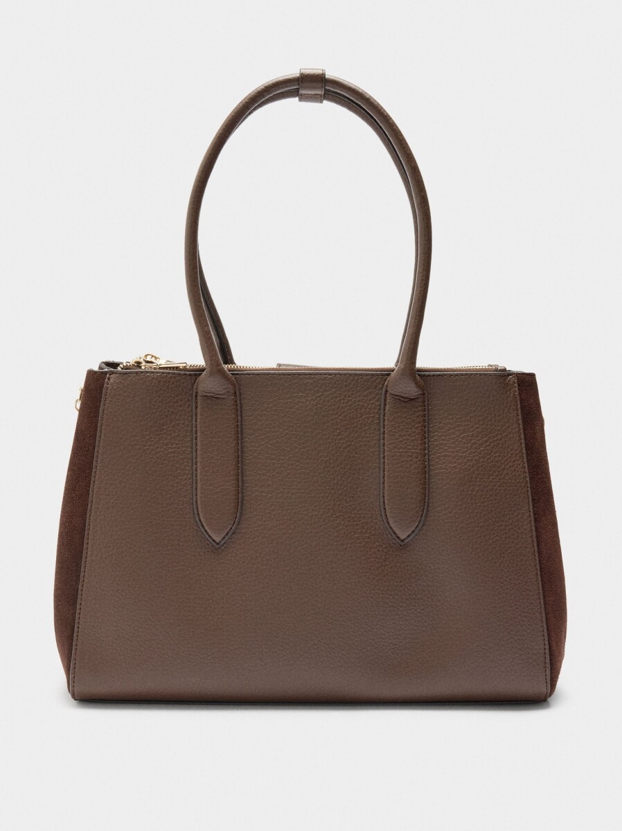 Bolso Para Portátil 13" Con Detalles De Piel - marron 