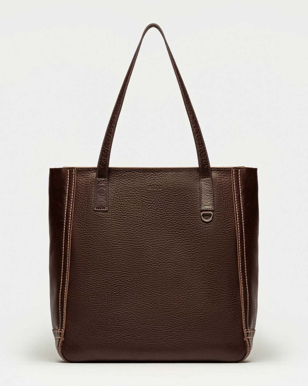 Shopper Vera en cuero vegetal liso Chocolate Niquel