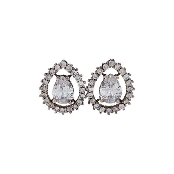 Caravanas Gotas-Plata 925-Piedra Zirconia-CA3007 Conpiedra