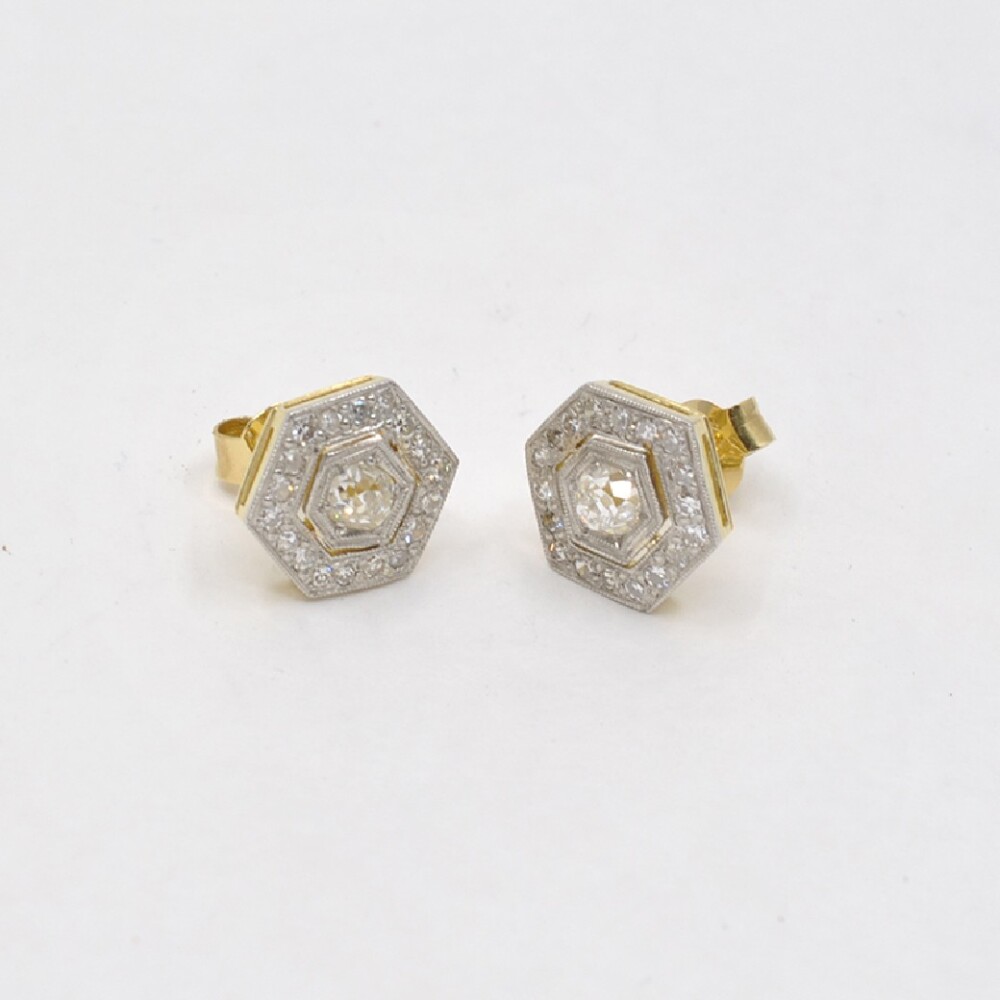 Caravanas En Oro18K Y Platino Con Brillantes Estilo Antiguo Caravanas En Oro18K Y Platino Con Brillantes Estilo Antiguo