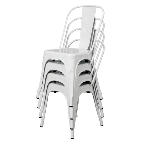 Silla Tolix Metálica Acero Industrial Sandman Comedor Blanco