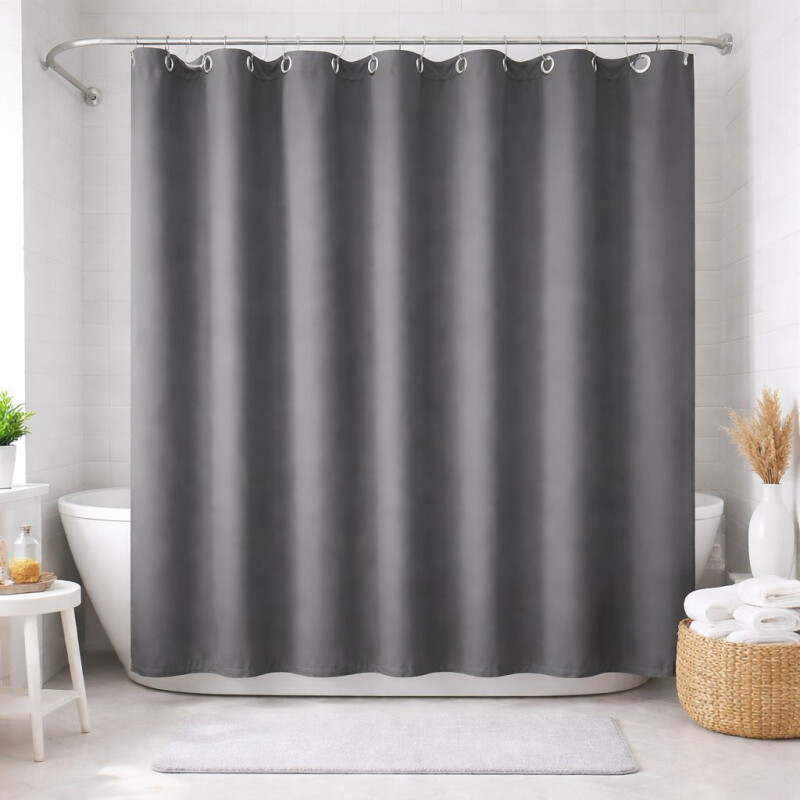 Cortina de Baño Lisa Impermeable 180x200cm - Gris Gris