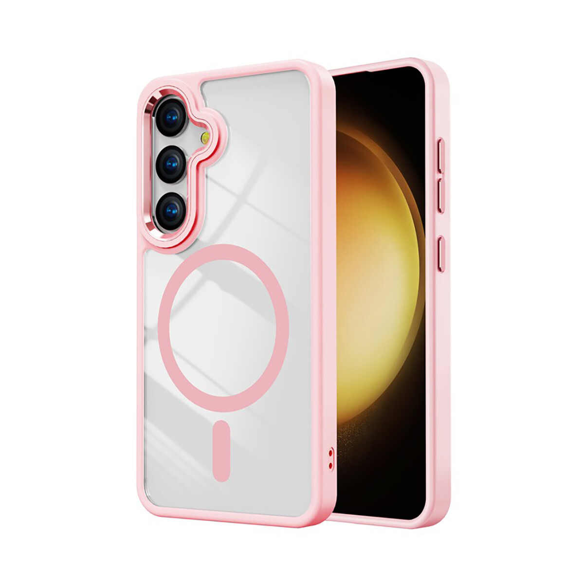 Case Transparente con Carga Inalambrica y Borde de Color S24 Plus - Pink sand 