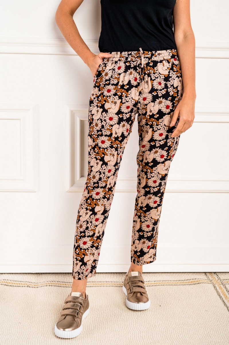 Pantalon Viscosa Print - Negro 