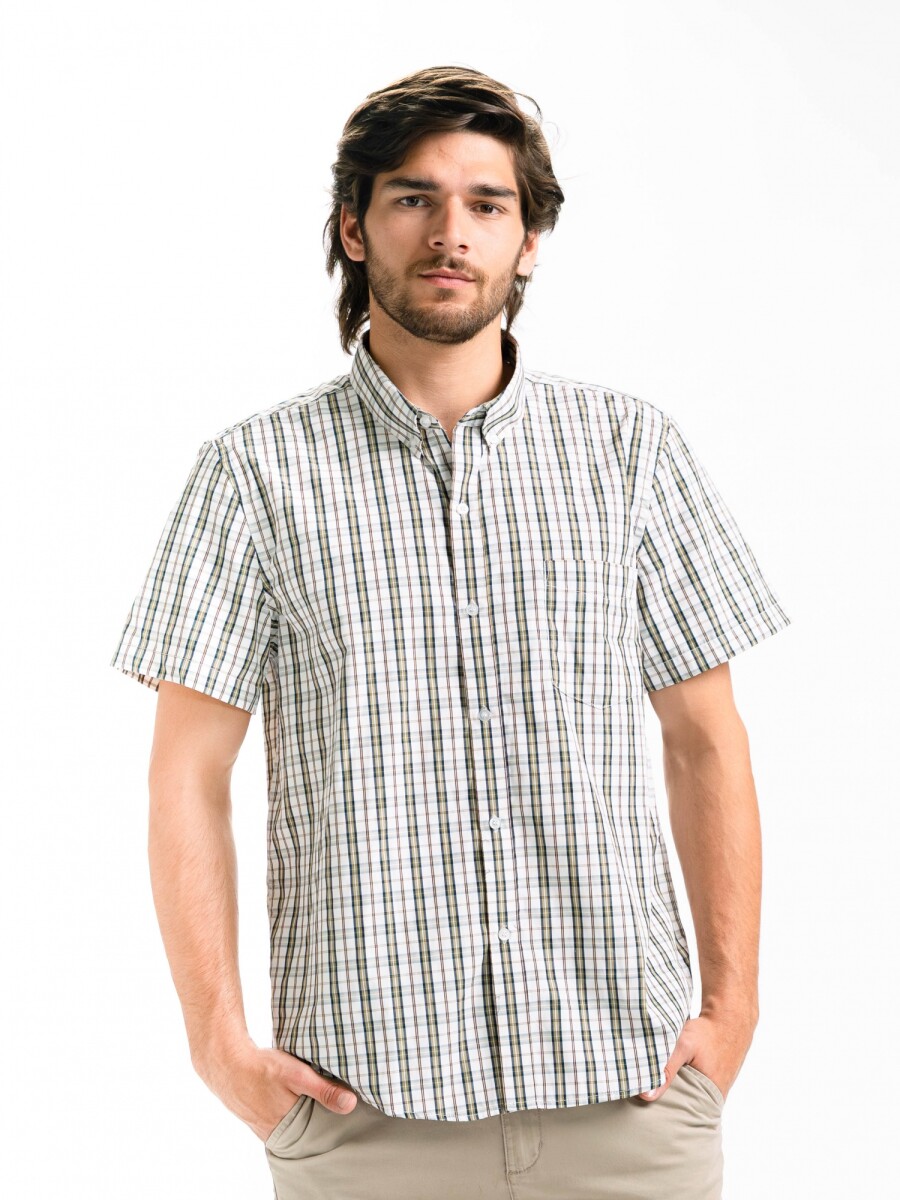 Camisa M/C Cuadros - BEIGE/ FANTASIA 3 