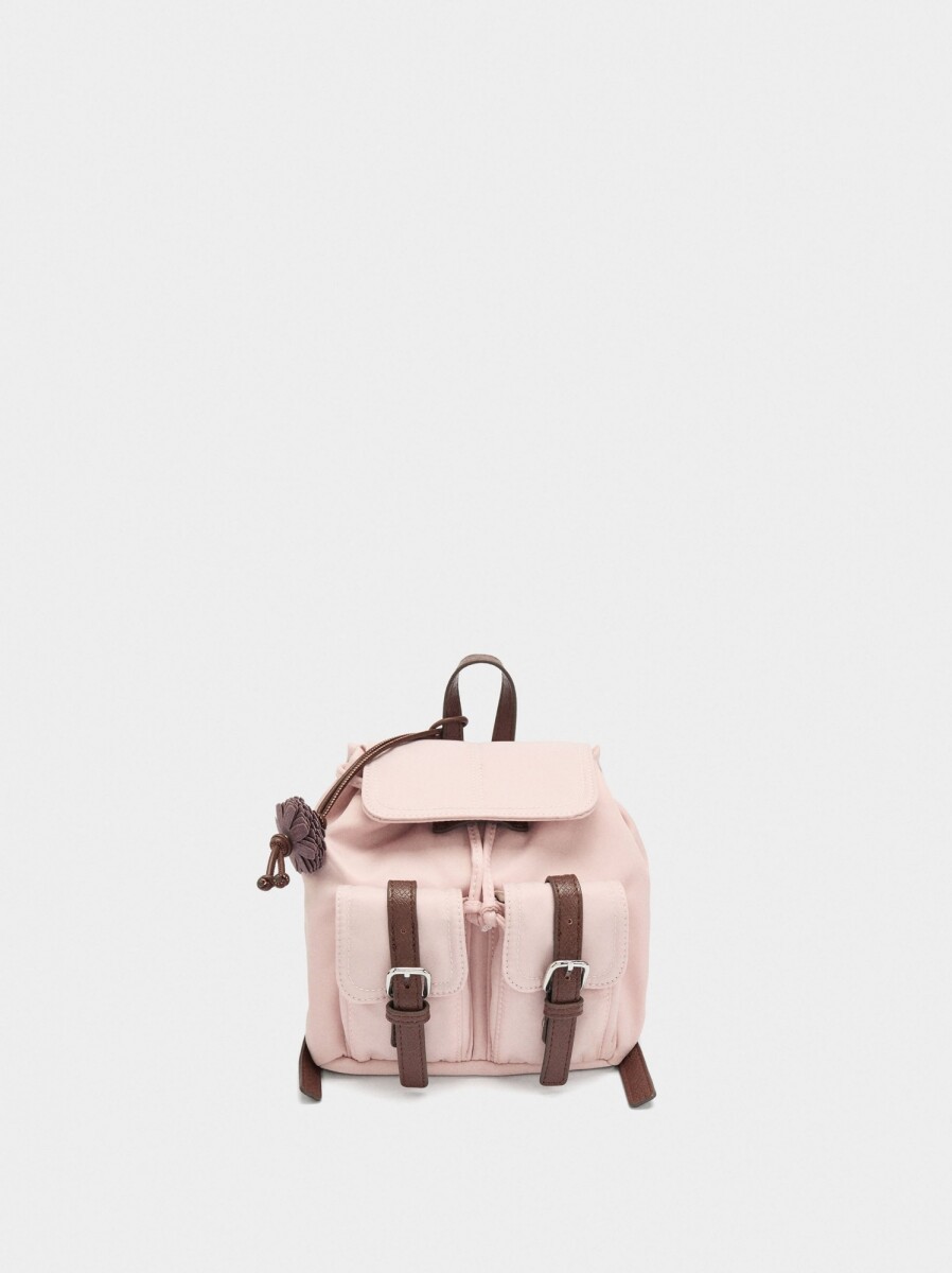 Mini Mochila De Nylon Con Colgante - rosa 
