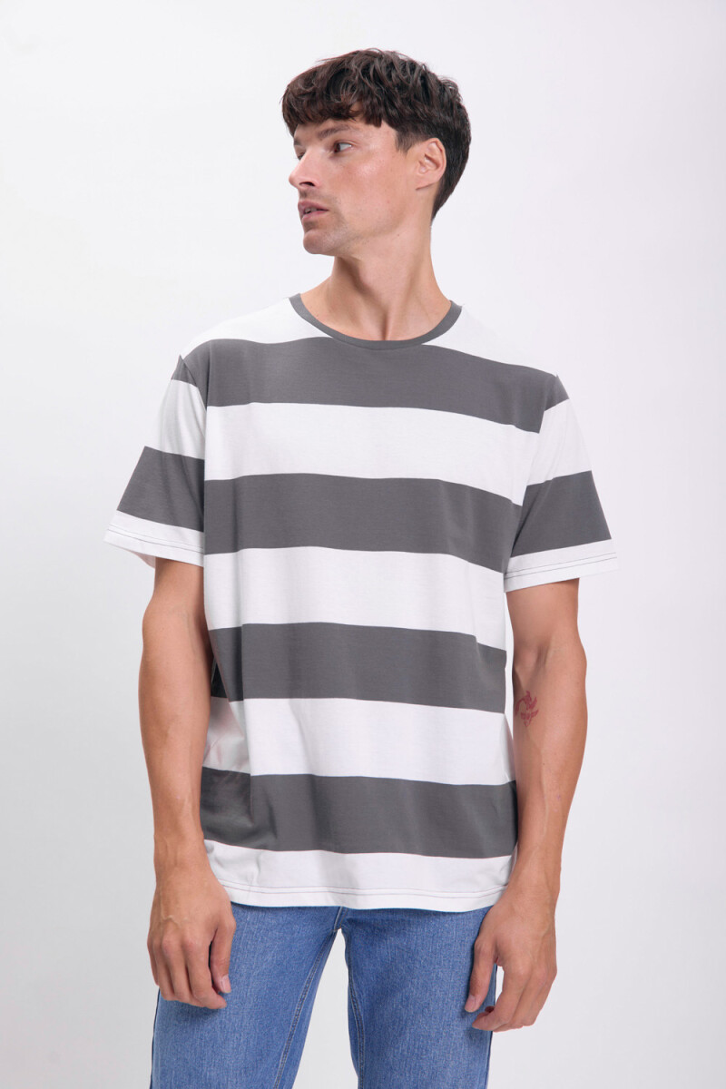Remera rayas Gris Oscuro