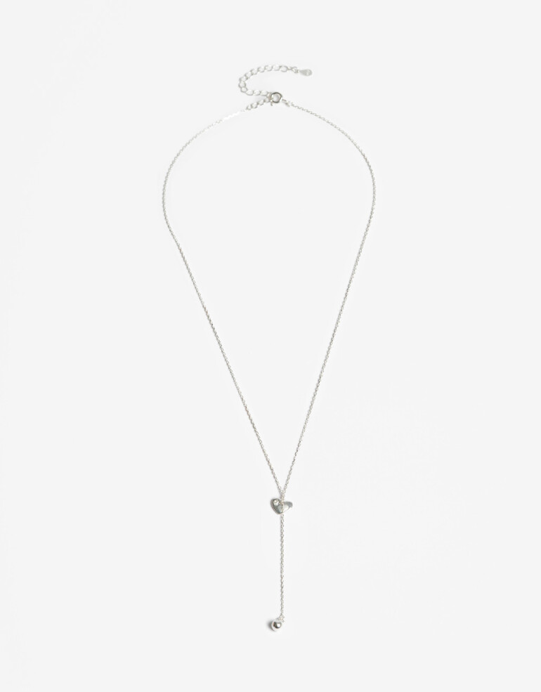 Collares Cortos Metal Collar En Y Plata 925 - Plateado