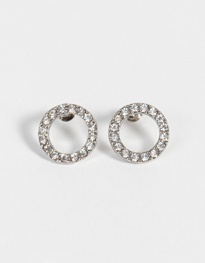 Aros Pasantes Strass Aros Con Strass - Plateado