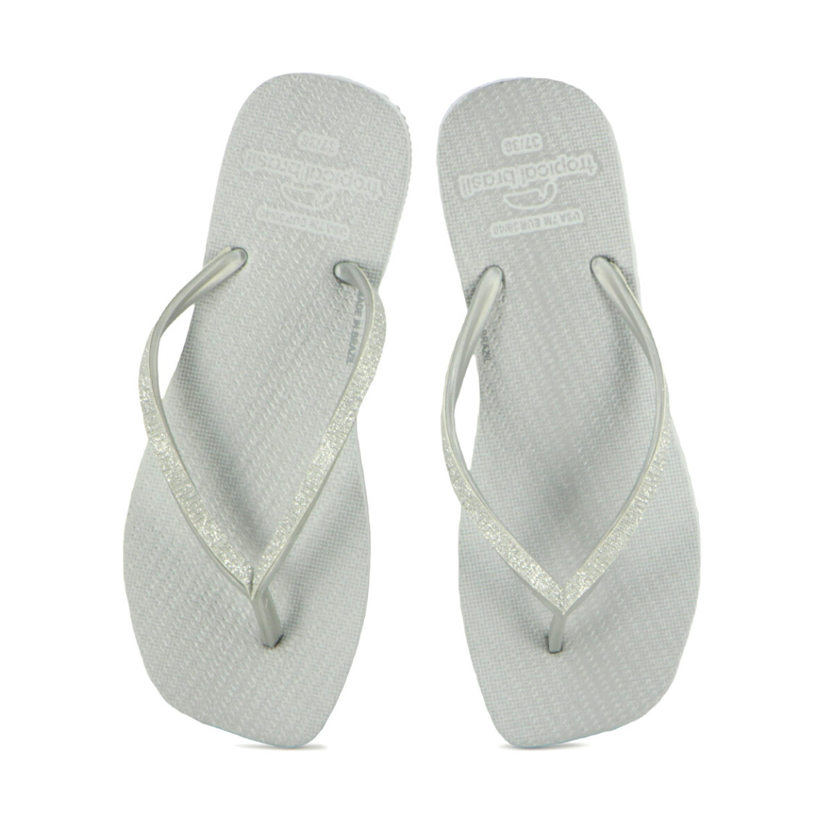 Chanclas Tropical Brasil Ojota Quadradihas De Mujer - Plateado - Plateado 