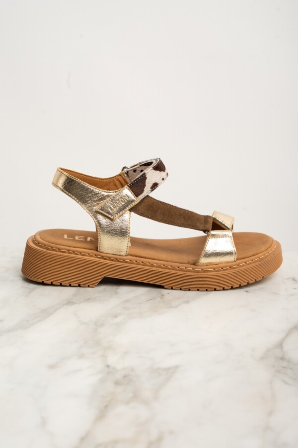 Sandalia Combinada Cuero Camel