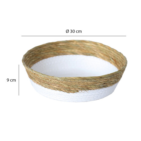 Cesto Canasto de Fibra Natural Paramount Decoración Ø30x9Cm Blanco