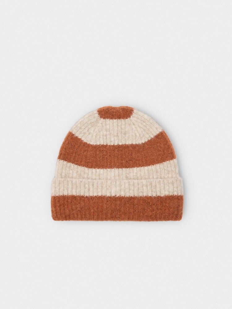 Gorro De Punto Con Rayas naranja