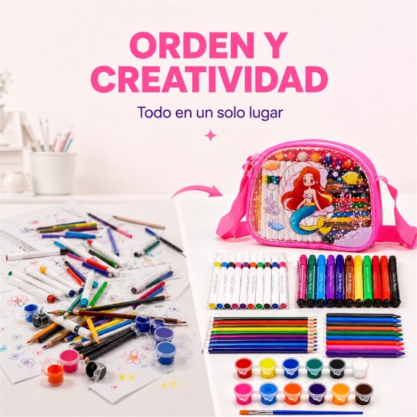 Set de Arte Infantil con Bolso 57 Piezas para Pintar y Dibujar ROSA