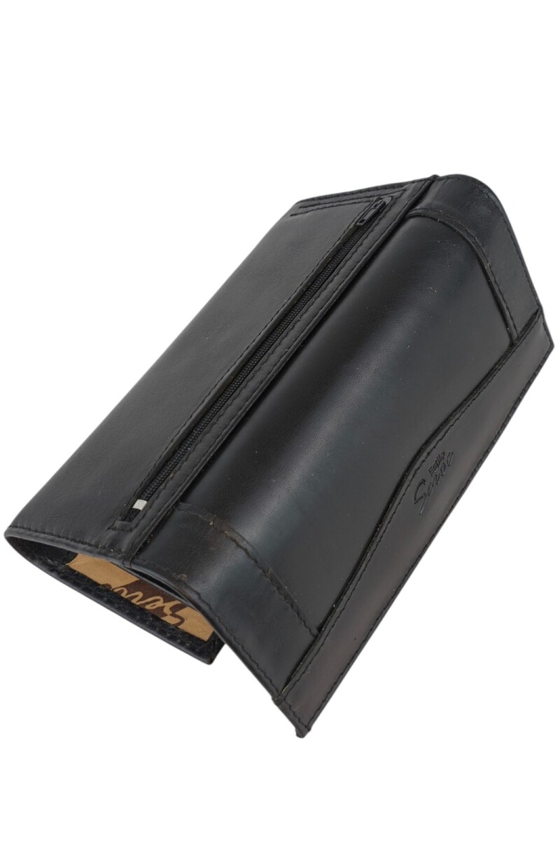 Elegante Billetera de Dama Trifold | Cuero Auténtico y Máxima Capacidad de Organización Negro